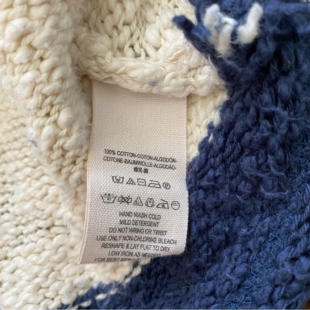 Free People Blue and Cream Stripe Coat of Arms Jacket Cardigan‎ Size S